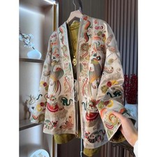 New Chinese Style Luxury Top Embroidered Buckle Jacket Women Warm Autumn Jacket