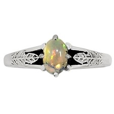 Natural Ethiopian Opal 925 Sterling Silver Ring s.6 Jewelry R-1172