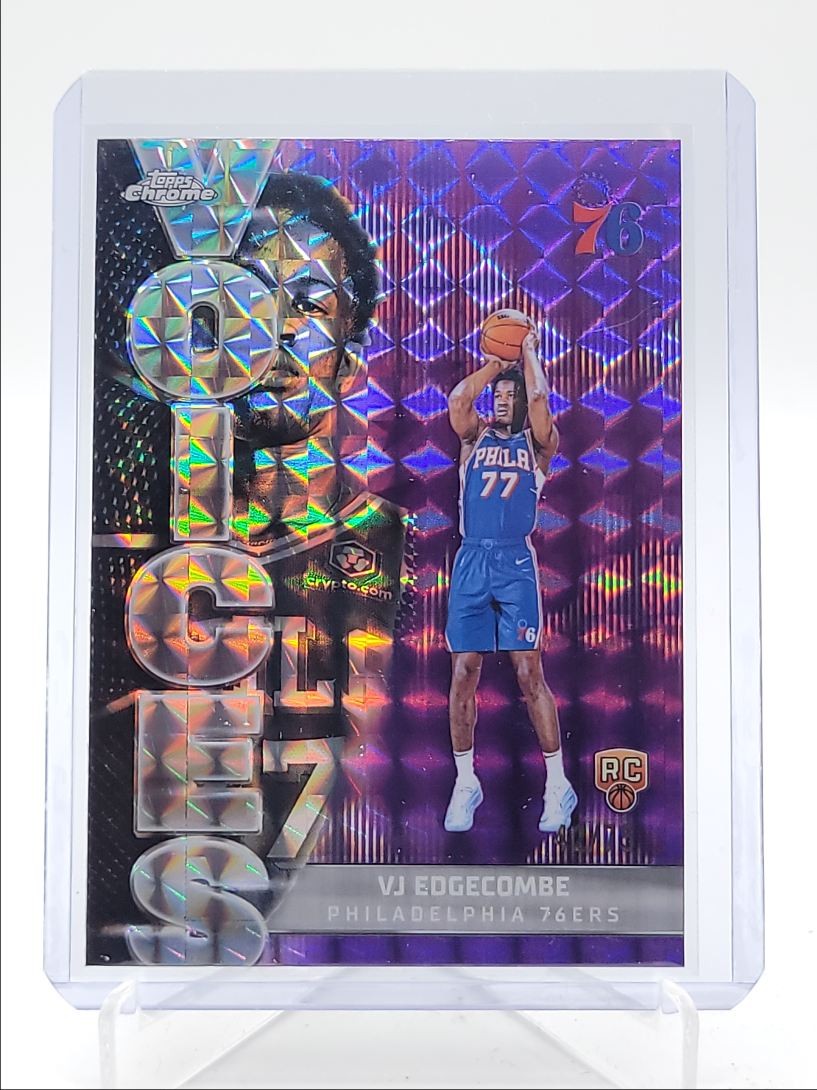 VJ EDGECOMBE 2025-26 TOPPS CHROME VOICES ROOKIE PURPLE GEO RC /75 Q2754