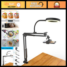 Adjustable Overhead Camera Mount with Ring Light  Flexible Phone Arm for Live S