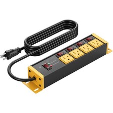 Surge Protector Power Strip 20 Amp 10FT 12 Gauge Extension Cord Yellow