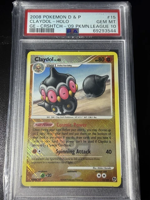 Pokemon Claydol Holo Great Encounters 15/106 Crosshatch 2009 PM League PSA 10