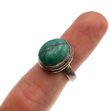 Vintage Tibetan Sterling Silver Turquoise Ring Size 6.5