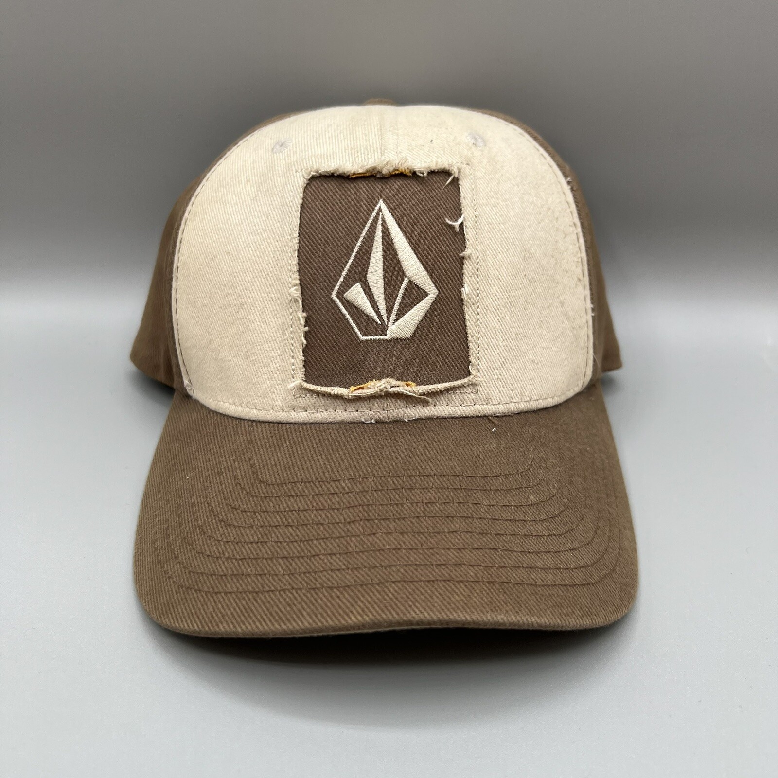 Vintage Volcom Distressed Tan Brown Skate Trash Adult S/M Cap Hat