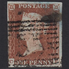 S28_15 GB QV 1841 1d RED-BROWN PLATE 37 SG8-B1(1) CF GU 4 MARGINS SCOTLAND