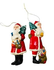 Vintage Christmas Ornaments set of 2 Santa Claus Gift Bag Toys  Christmas Tree