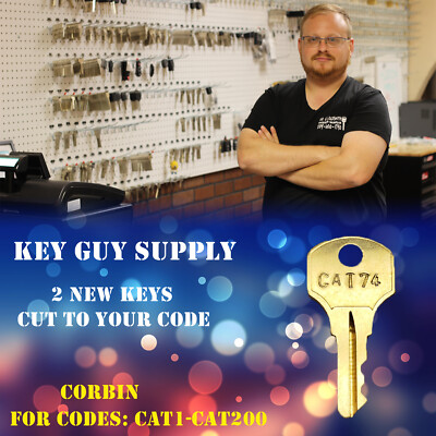 CAT1-CAT200. Pair of keys for Corbin, Paper towel dispenser, cut to your code.