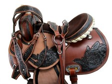 GAITED WESTERN SADDLE HORSE PLEASURE TRAIL USED LEATHER TACK SET 15 16 17 18