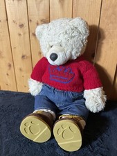 Build a Bear Workshop 21  Teddy With Red Knitted Sweater And Boots VTG