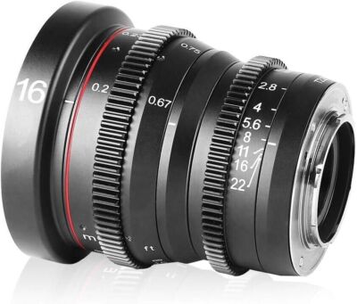 Meike 16mm T2.2 Large Aperture Manual Focus Prime Lens for M43