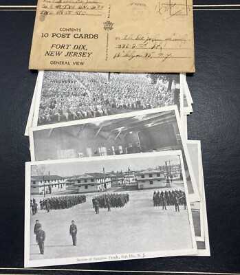Military Postcards Fort Dix NJ  1947 / 10 Postcards With Envelope / Rare Set