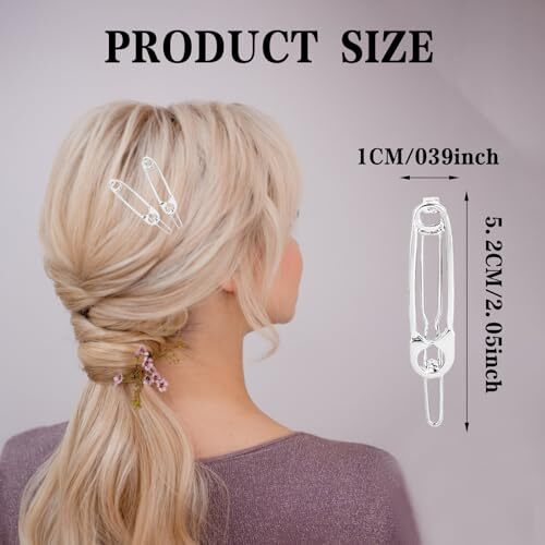15 Pcs Hair Clips Goth Hair Accessories, Safety Pin Shape Hair