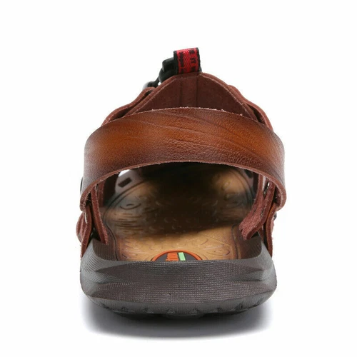 Herren Leder Strandsandalen Sandaletten Schnürung Mode Trekking Sommer Schuhe DE - Bild 8 von 24