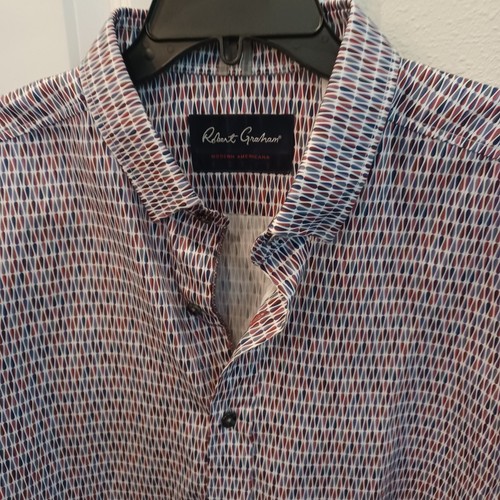 NEW ROBERT GRAHAM Modern Americana Mens Tailored Fit Shirt Multi Design Cuff L - Picture 2 of 5