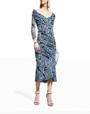 NWT Diane Von Furstenberg DVF Ganesa  Midi Ruched Mesh Dress Size XL MSRP$358