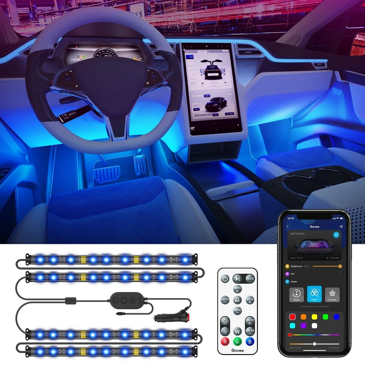Govee rgb car led sales strip light