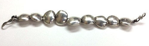 HEAVY Vintage Oxidized Sterling 925 Modernist Geometric Tennis Toggle Braclete - Picture 3 of 3