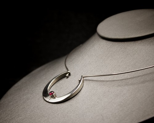 Fine Jugendstil German Art Nouveau Sterling Garnet Crescent Moon Choker Necklace - Picture 8 of 10