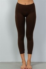 SOLID BROWN ELASTICIZED WAIST LEGGINGS