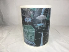 Vtg Mid Century Lucari Waste Basket Trash Can Paris Scenes Made in Holland
