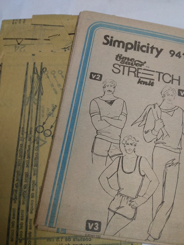 Jogging Sweatsuit Track Shorts Mens 36 38 40 Simplicity 9414 Sewing Pattern 80s - Image 4 of 4