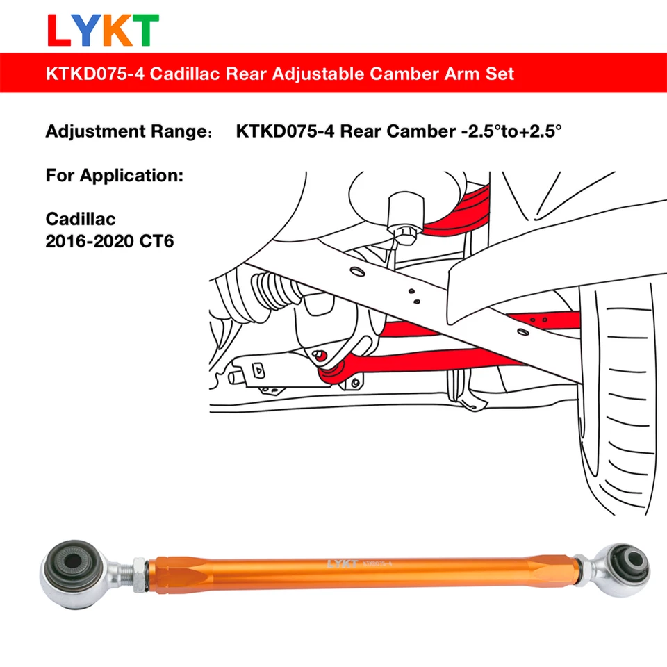 LYKT 2pcs Alignment Arms Adjustable Rear Camber Kit for Cadillac 16-20 CT6 - Изображение 2 из 4