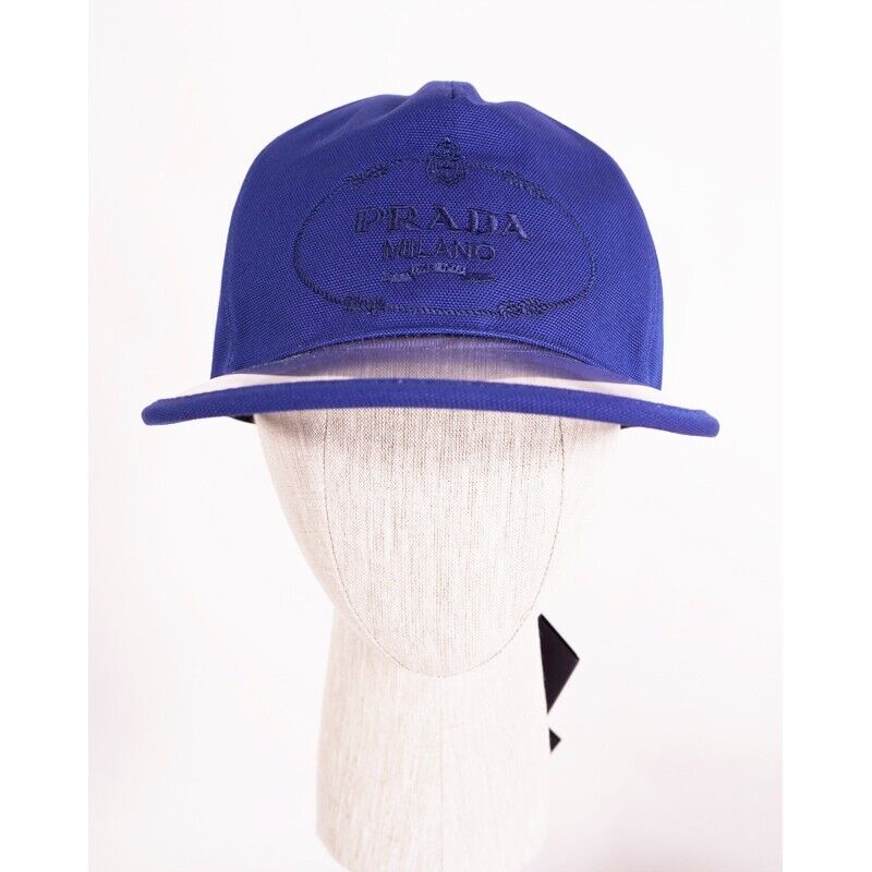 sz L NEW $420 PRADA Blue Cotton Embroidered LOGO Clear PVC sz L NEW $420 PRADA Blue Cotton Embroidered LOGO Clear PVC