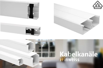 20 Meter (10 x 2m) - Kabelkanäle Brüstungskanal diverse Größen - Reinweiß / VDE - Bild 1 von 3