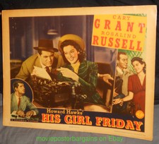 HIS GIRL FRIDAY Lobby Card #4 CARY GRANT - OFFERED AS IS Laminated in Plastic!!!