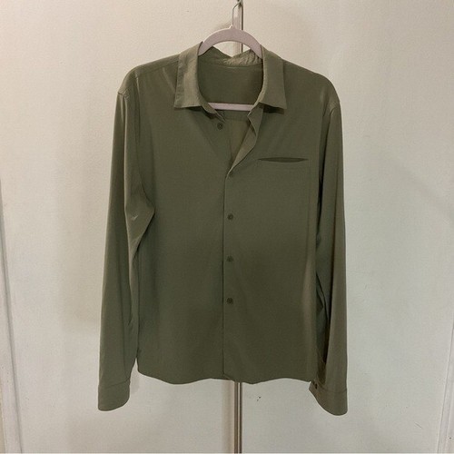 Lululemon Olive Button Down Long Sleeve Shirt Size L - Picture 3 of 11