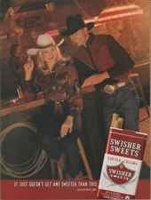 2001 Swisher Sweets Cigar - Smoking Cowgirl Cowboy Country Bar - Print Ad Photo