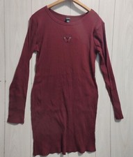 Wild Fable Knit BodyCon Dress Large Ribbed Flower Long Sleeve Stretch burgundy
