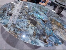 Stunning Round Coffee Table Labradorite Stone Countertop Desk Table Outdoor Deco