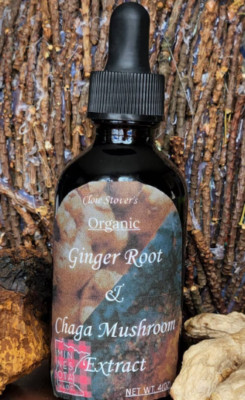 Organic Ginger Root and Chaga Mushroom Liquid Extract 2(oz)-4(oz) Dropper Bottle