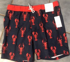 Men's Red  Blue Lobster Swim Trunks Swimsuit Shorts Goodfellow Co Large L NWT