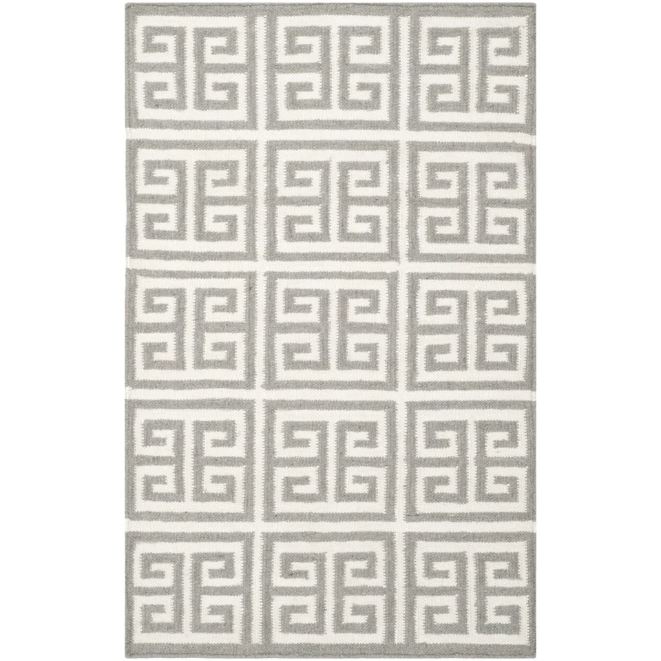 SAFAVIEH Dhurries DHU626B Handwoven Grey / Ivory Rug - Image 2 of 4