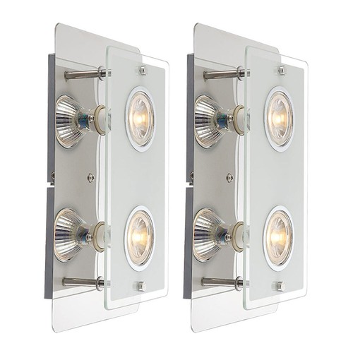Lampada Parete Luci Soggiorno da LED Pavimento 2 Fiamma Vetro H 16 CM 2x - Foto 2 di 6