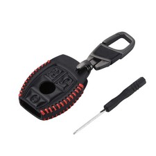 For Mercedes Benz E 3 Buttons Remote Key Case Bag Fob Holder Leather Cover Chain