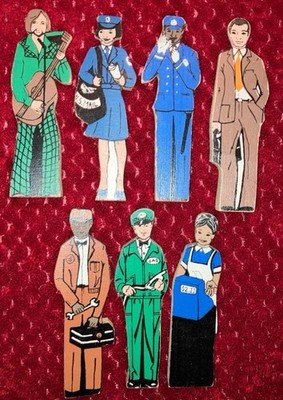 Vintage Guidecraft Compressed Wood Career Professions Figures Lot of 7