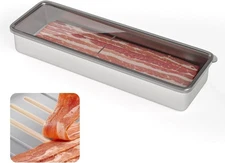 Freshmage Bacon Container for Refrigerator, 304 Stainless Steel Airtight Deli Me