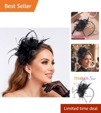 Chic Black Floral Feather Fascinator - 1920s Headband For Tea Parties Weddings
