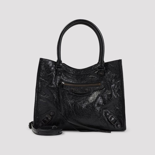 BALENCIAGA $1890 City Tote Mini Black Arena Top Handle Bag New & Authentic