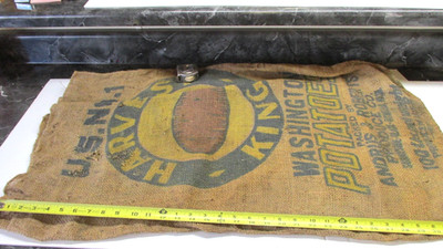 Old  Harvest King Washington   Potato Burlap Sack Barn Wall   Art