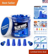 400 Pcs Blue Wire Connectors Nuts, 22-14 AWG Electrical Wire Connectors, Twis...