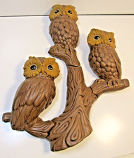 OWL Home Wall Decor 1970 VINTAGE Jamar Mallory Ceramic Studio COMPLETE 4pc 3D