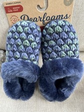 DEARFOAMS MEMORY FOAM BLUE DESIGN SLIPPERS Small 5 6 MACHINE WASHABLE NWT