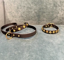 Dog Stud Collar and Lead Set | Valentino Inspired | Biothane Vegan Leather Small