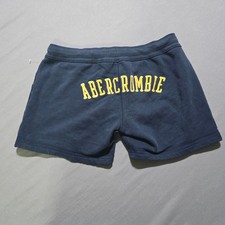 Abercrombie Fitch Kids Shorts XL Navy Blue Logo Fleece Drawstring Varsity 18