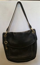 Fossil Vintage Leather Shoulder Bag Handbag Hobo Purse Brown Boho Brass Key