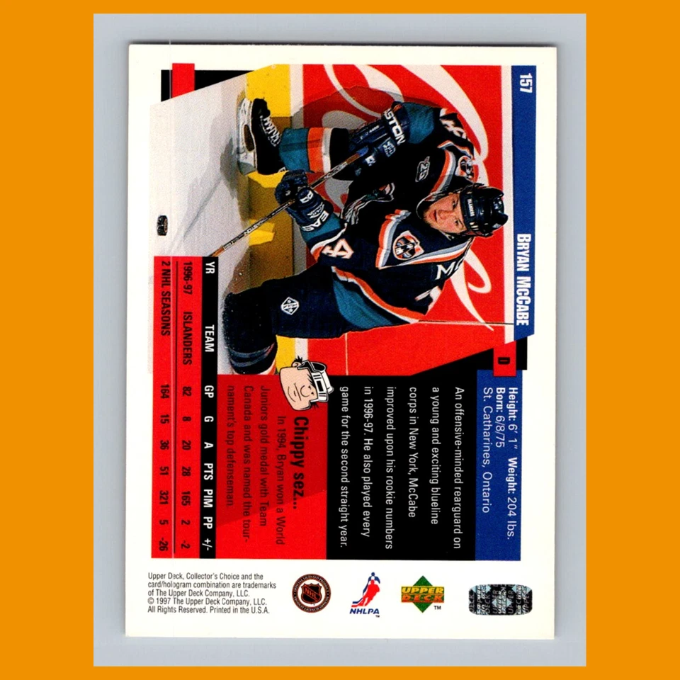 Bryan McCabe #157 1997-98 Collectors Choice New York Islanders Hockey Card NHL - Image 2 of 3